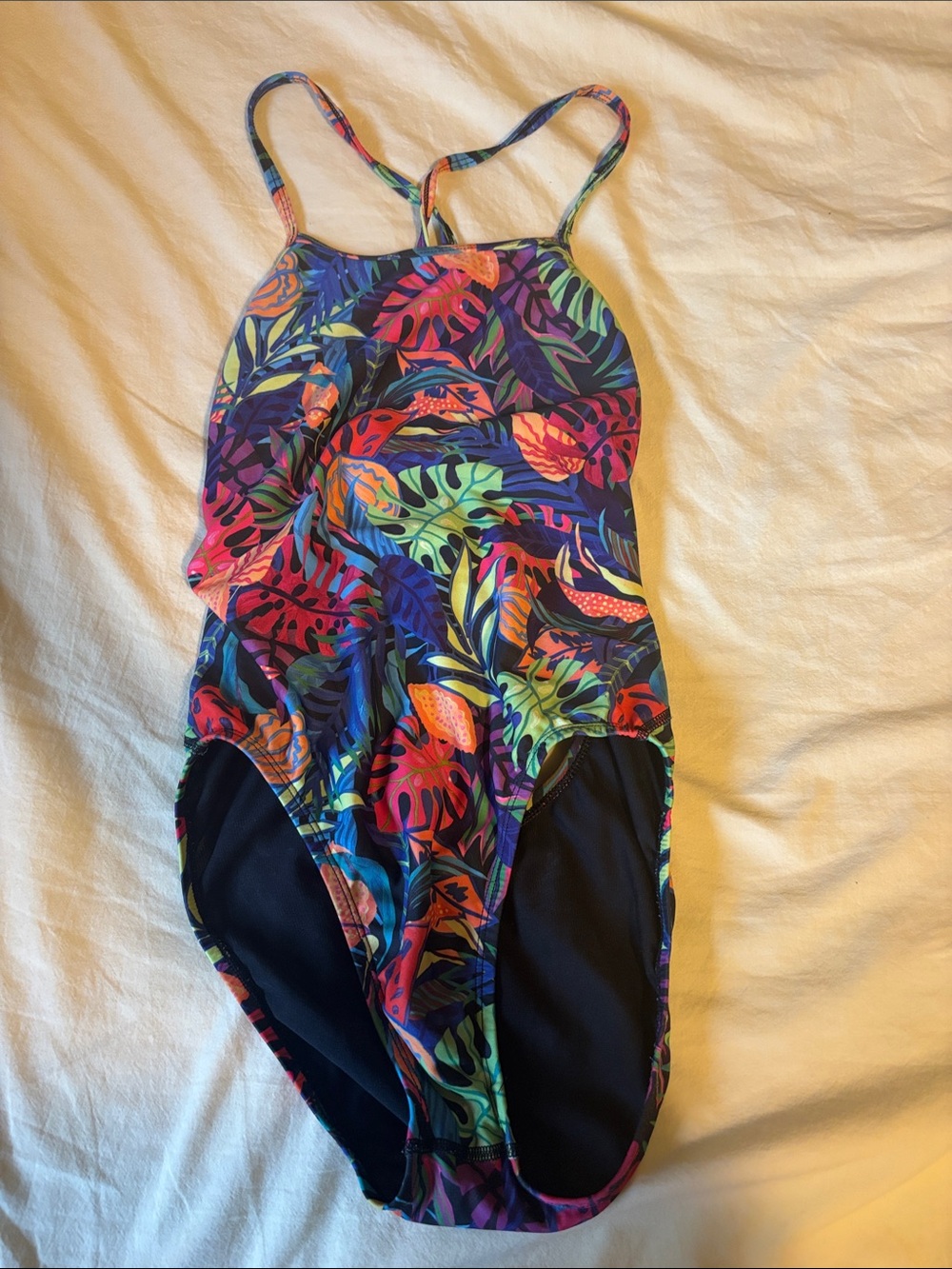 Girls' Tropical Leaf One-Piece Swimsuit - Multicolor